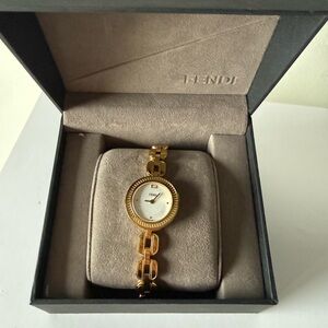 Fendi Gold Women's Watch with White Dial